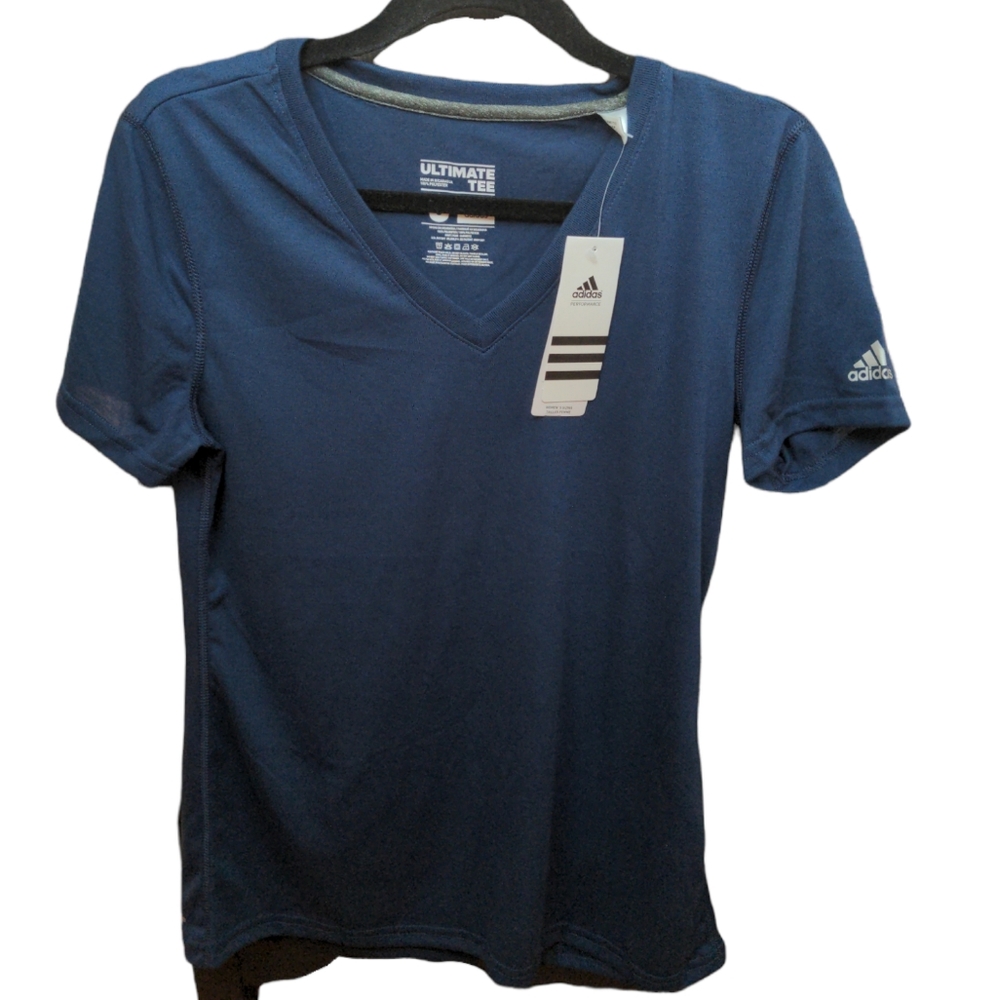 New Ladies Adidas Navy Blue Top Size S